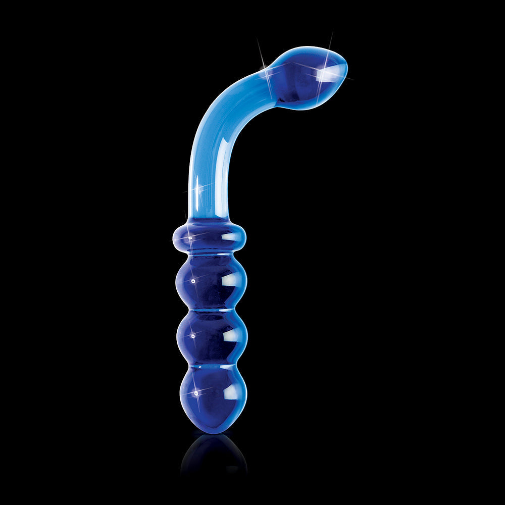 Pipedream Icicles No. 31 Curved Beaded 7.25 in. Dual-Ended Glass Dildo Blue 2