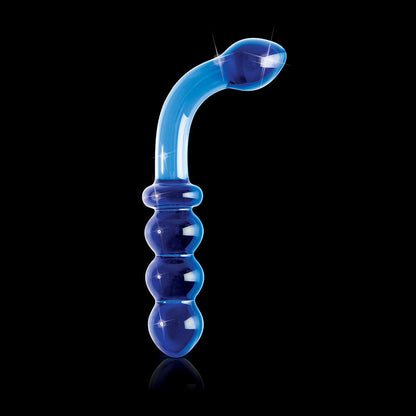 Pipedream Icicles No. 31 Curved Beaded 7.25 in. Dual-Ended Glass Dildo Blue 2
