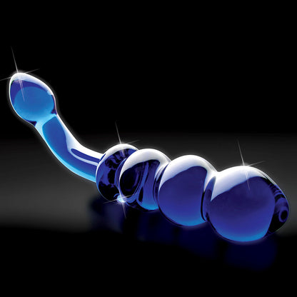 Pipedream Icicles No. 31 Curved Beaded 7.25 in. Dual-Ended Glass Dildo Blue 3