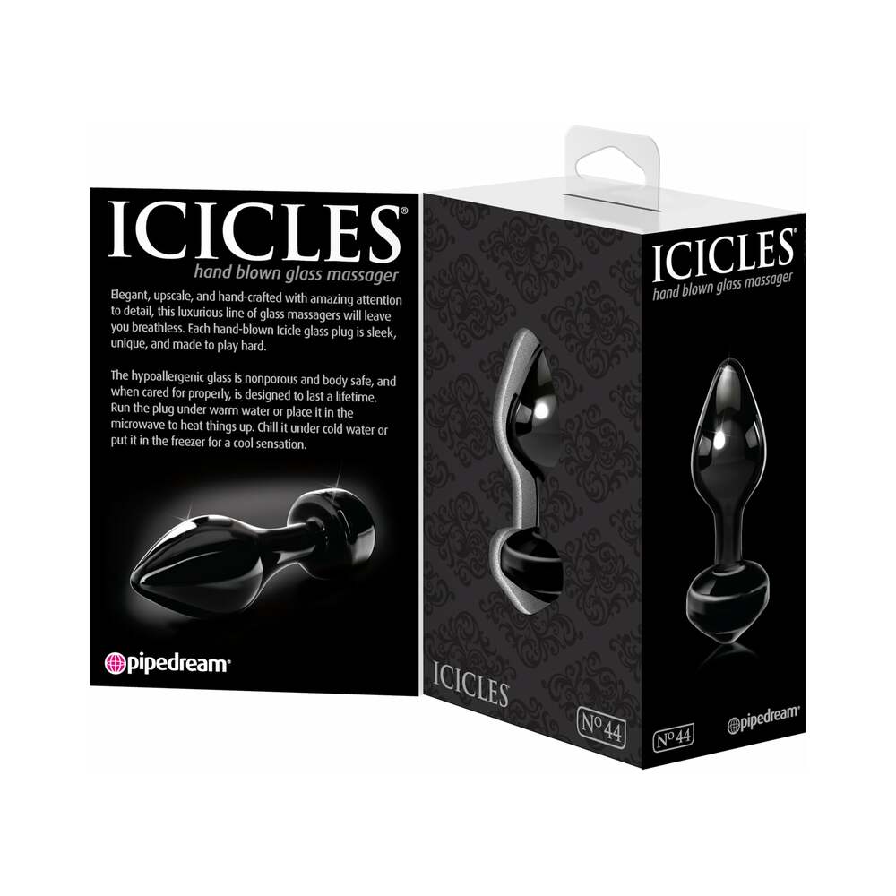 Pipedream Icicles No. 44 Glass Anal Plug 3.25 in. Black 2