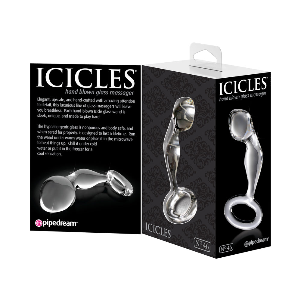 Pipedream Icicles No. 46 Glass Prostate Massager 3.5 in. Clear 4