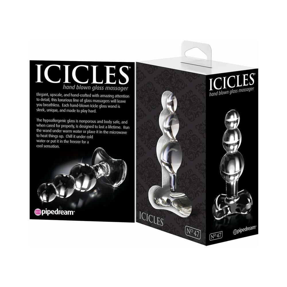 Pipedream Icicles No. 47 Beaded 4 in. Glass Anal Plug Clear 2