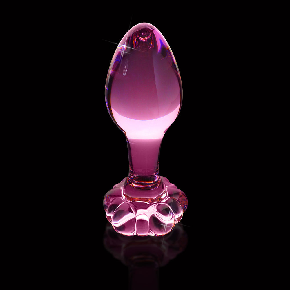 Pipedream Icicles No. 48 Glass 3.5 in. Anal Plug With Flower Base Pink 2