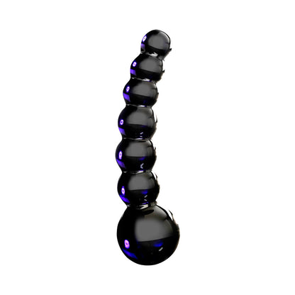 Pipedream Icicles No. 66 Curved Beaded 4.75 in. Glass Dildo Black 1