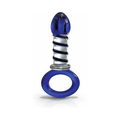 Pipedream Icicles No. 81 Glass Juicer Ribbed Dildo With Handle Blue 1