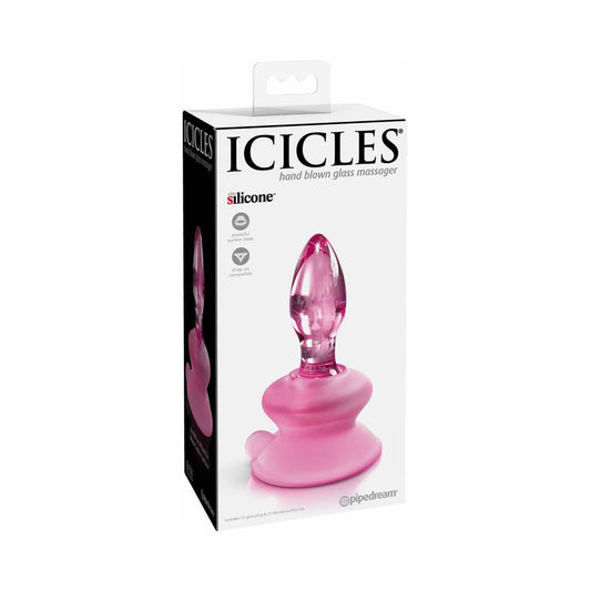Pipedream Icicles No. 90 Glass Anal Plug With Suction Cup Pink 