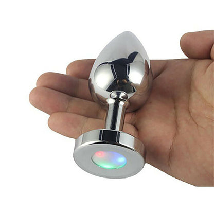 Ple'sur 3-Setting LED Light-Up Metal Anal Plug Small 3