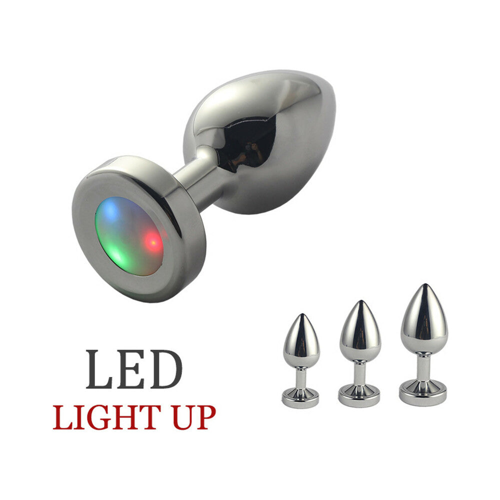Ple'sur 3-Setting LED Light-Up Metal Anal Plug Small 4