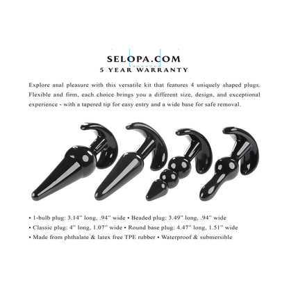 Selopa Intro To Plugs 4-Piece Anal Plug Set Black 7