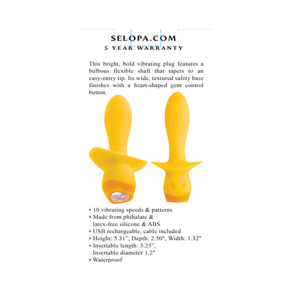 Selopa Mellow Yellow Rechargeable Vibrating Plug Silicone Yellow 7
