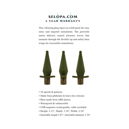 Selopa The Private Rechargeable Butt Plug Silicone Green 7