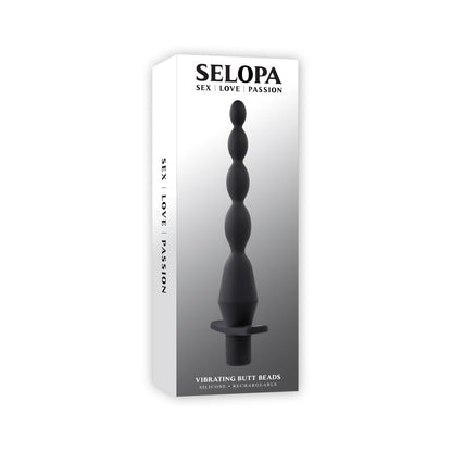 Selopa Vibrating Butt Beads Rechargeable Anal Silicone Black 