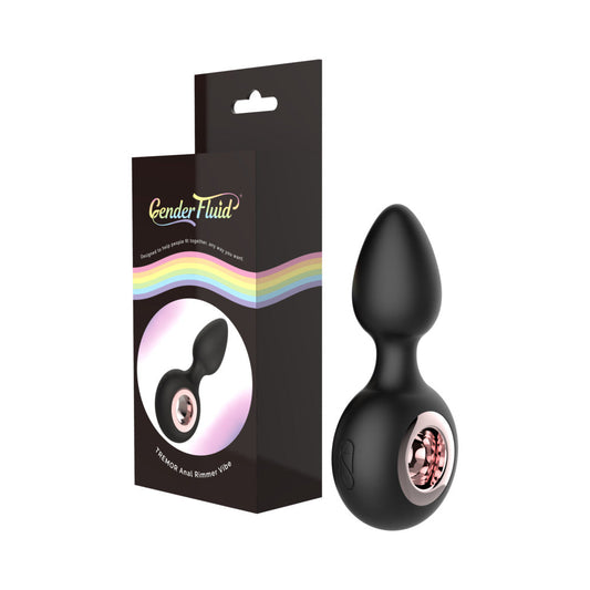 Shibari Gender Fluid Tremor Rechargeable Silicone Anal Rimmer Vibrating Plug Black 