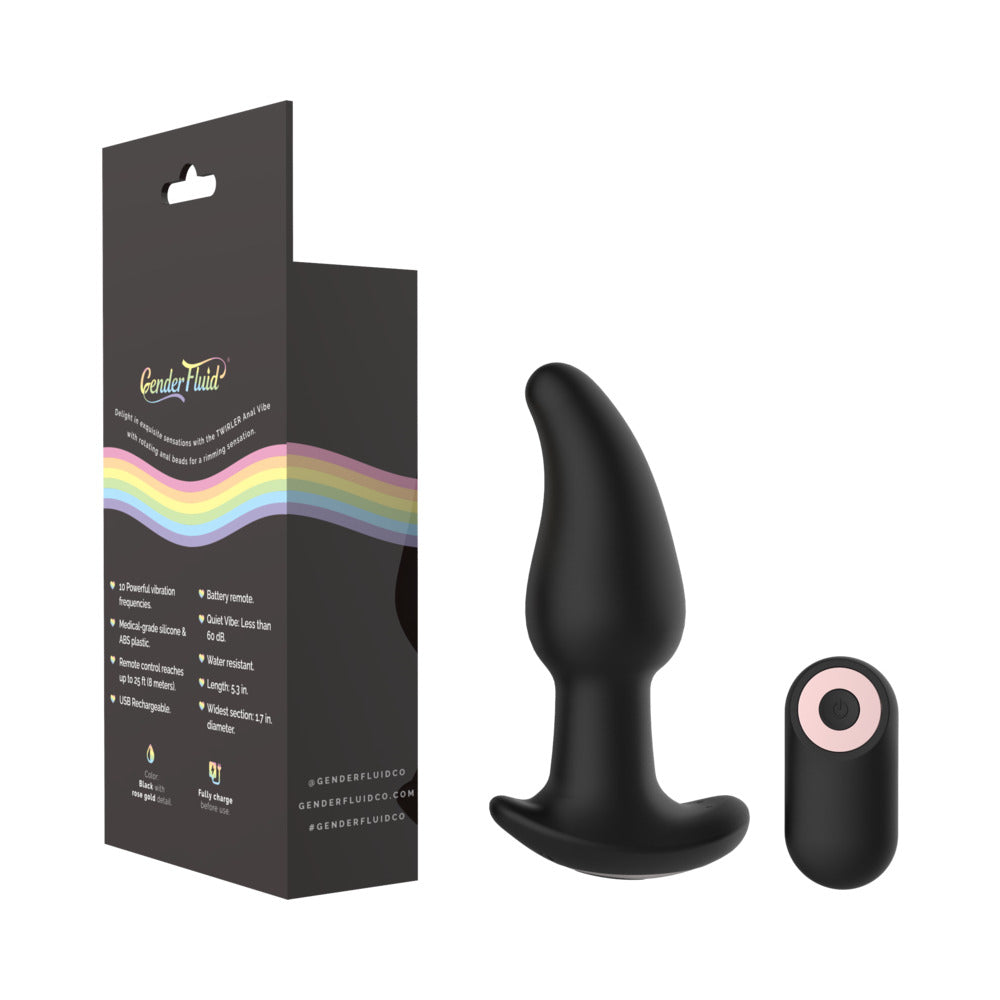 Shibari Gender Fluid Twirler Anal Vibe With Remote Silicone Black10
