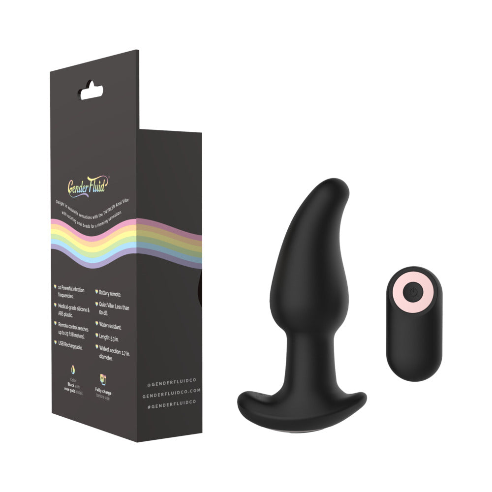 Shibari Gender Fluid Twirler Anal Vibe With Remote Silicone Black7