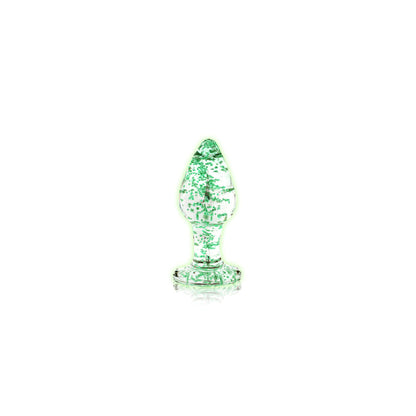 Shots Ouch! Glow in the Dark Glass Anal Plug Clear/Green 6