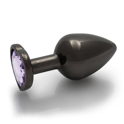 Shots Ouch! Heart Gem Butt Plug Gunmetal/Amethyst 11
