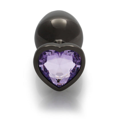 Shots Ouch! Heart Gem Butt Plug Gunmetal/Amethyst 13