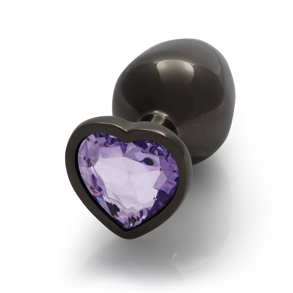 Shots Ouch! Heart Gem Butt Plug Gunmetal/Amethyst 14