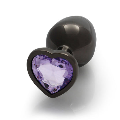 Shots Ouch! Heart Gem Butt Plug Gunmetal/Amethyst 14