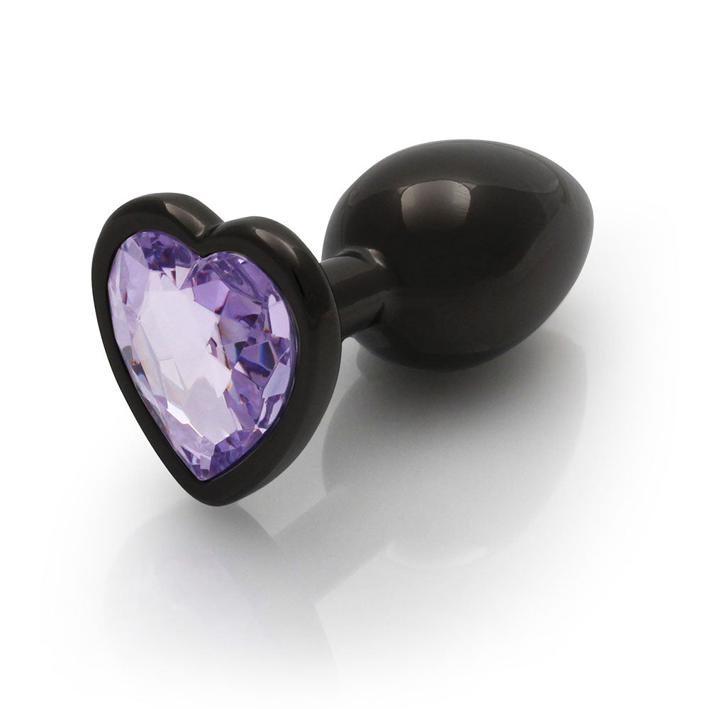 Shots Ouch! Heart Gem Butt Plug Gunmetal/Amethyst 4