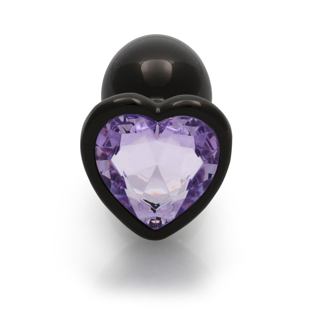 Shots Ouch! Heart Gem Butt Plug Gunmetal/Amethyst 5