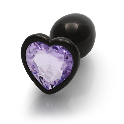Shots Ouch! Heart Gem Butt Plug Gunmetal/Amethyst 6