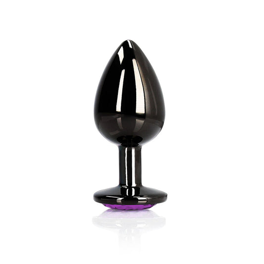 Shots Ouch! Heart Gem Butt Plug Large Gunmetal/Amethyst 1