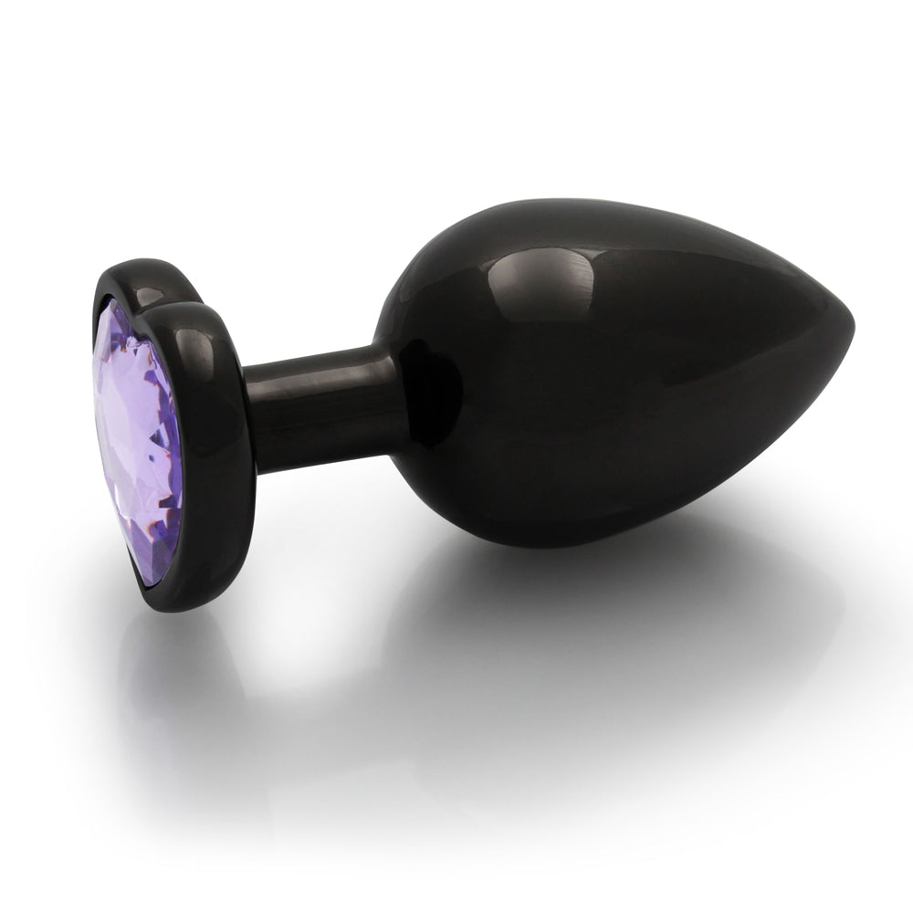 Shots Ouch! Heart Gem Butt Plug Large Gunmetal/Amethyst 2