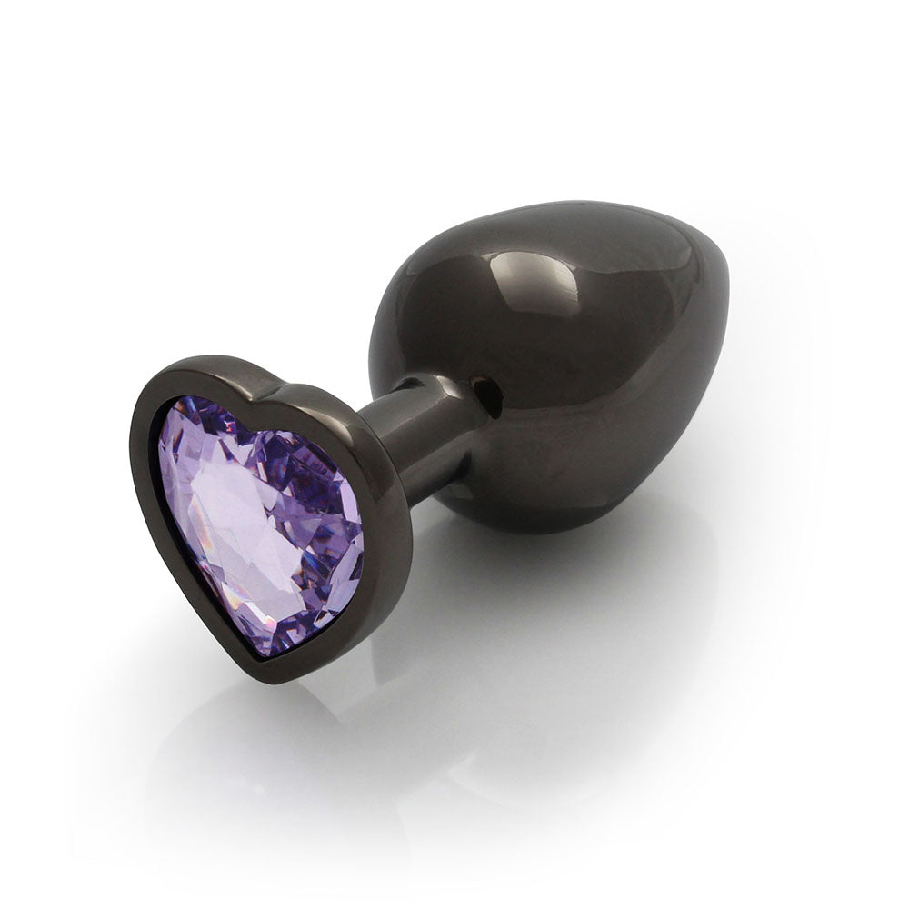 Shots Ouch! Heart Gem Butt Plug Large Gunmetal/Amethyst 3