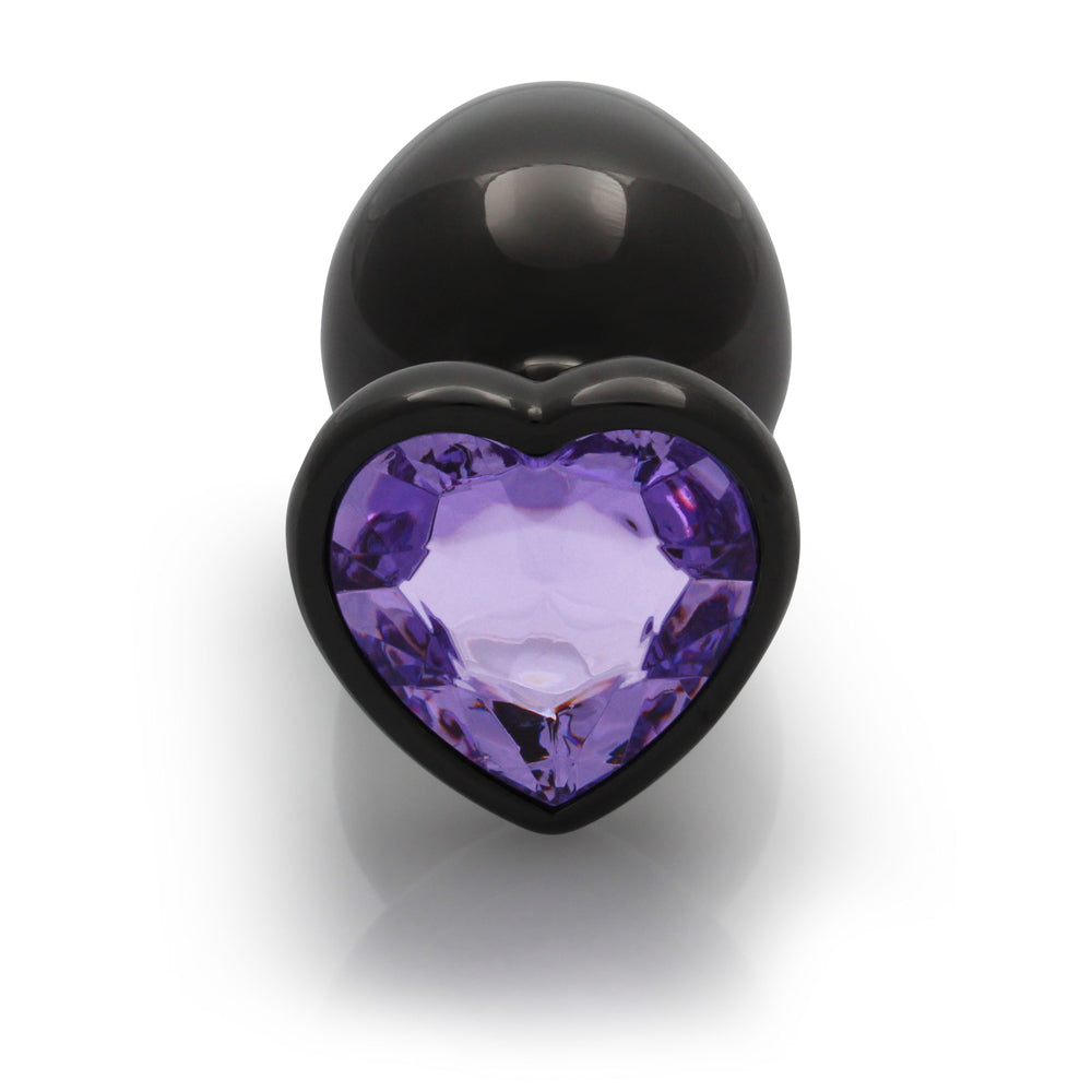 Shots Ouch! Heart Gem Butt Plug Large Gunmetal/Amethyst 4
