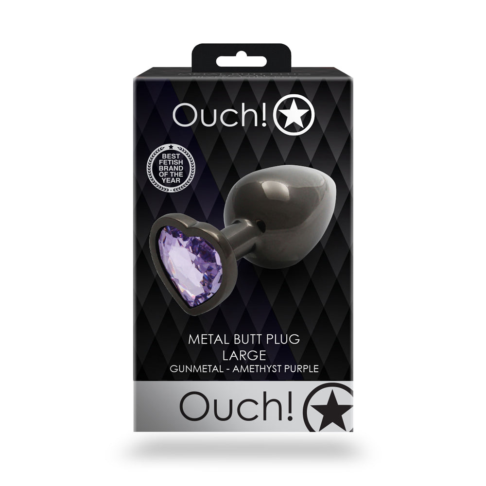 Shots Ouch! Heart Gem Butt Plug Large Gunmetal/Amethyst 7