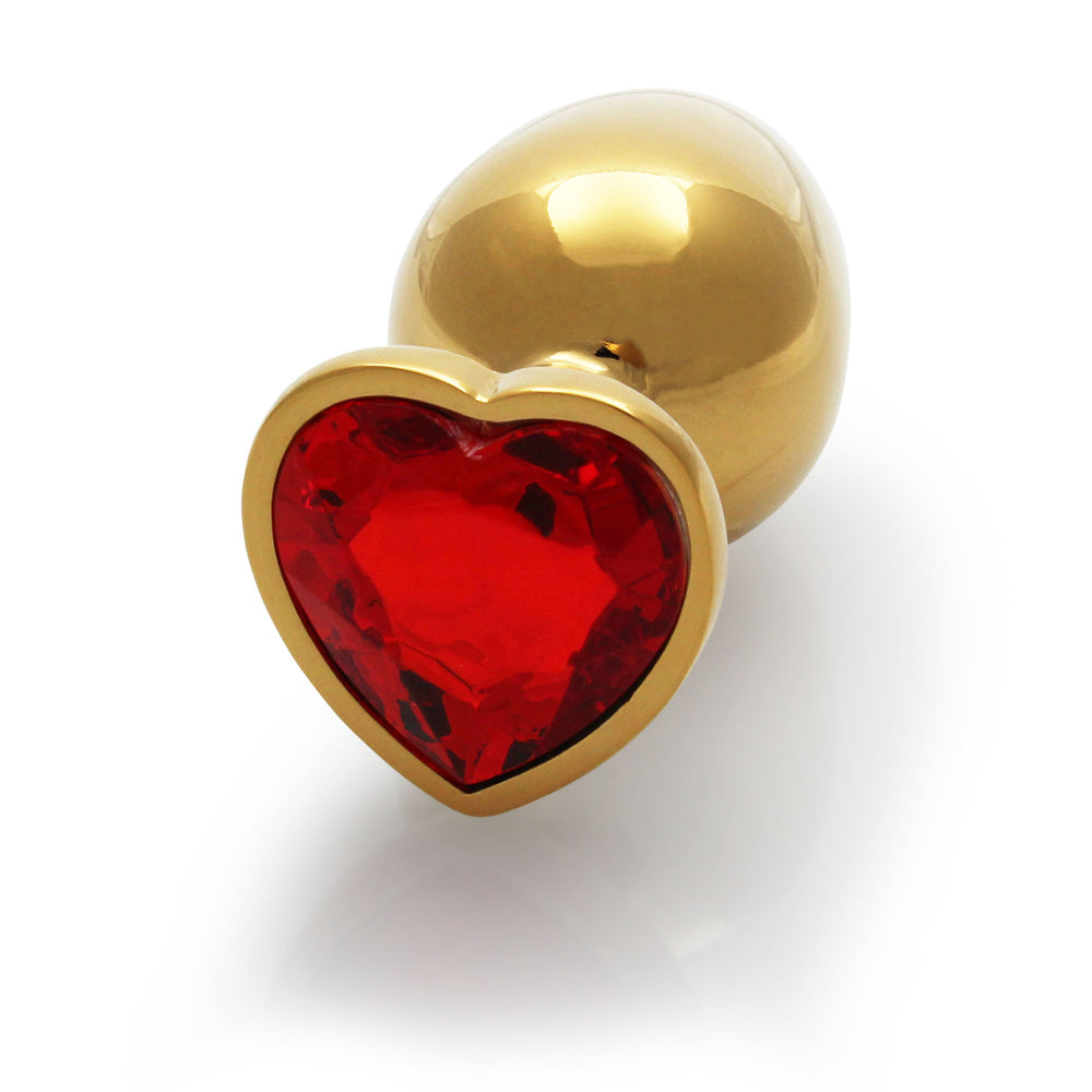 Shots Ouch! Heart Gem Butt Plug Medium Gold/Ruby Red 4