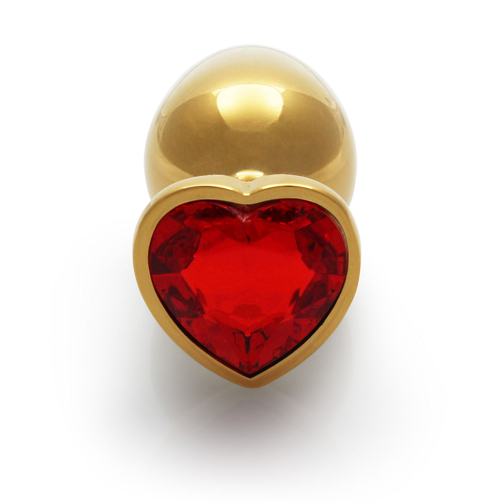 Shots Ouch! Heart Gem Butt Plug Medium Gold/Ruby Red 5