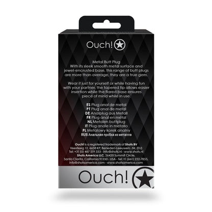 Shots Ouch! Heart Gem Butt Plug Medium Gold/Ruby Red 8