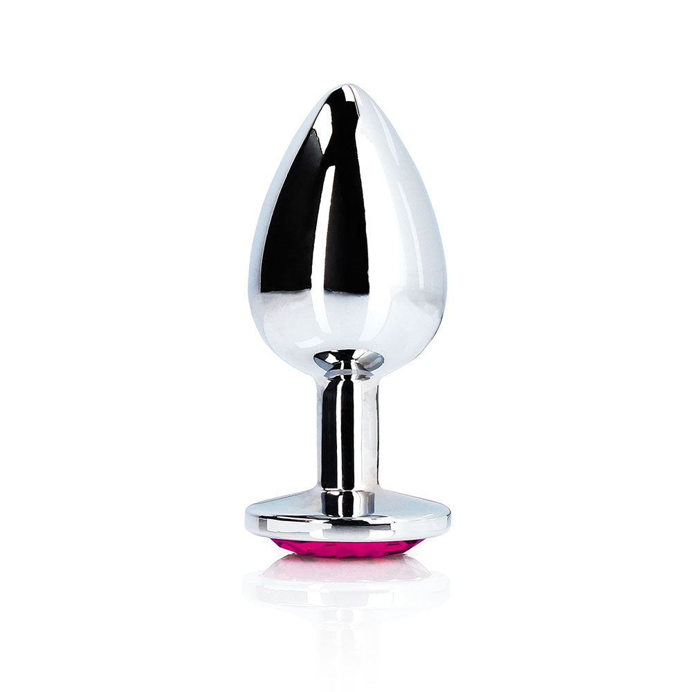 Shots Ouch! Heart Gem Butt Plug Small Silver/Rubellite Pink 1