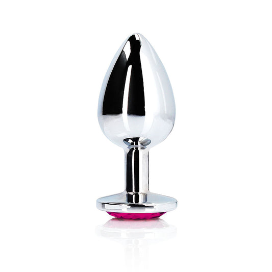 Shots Ouch! Heart Gem Butt Plug Small Silver/Rubellite Pink 1