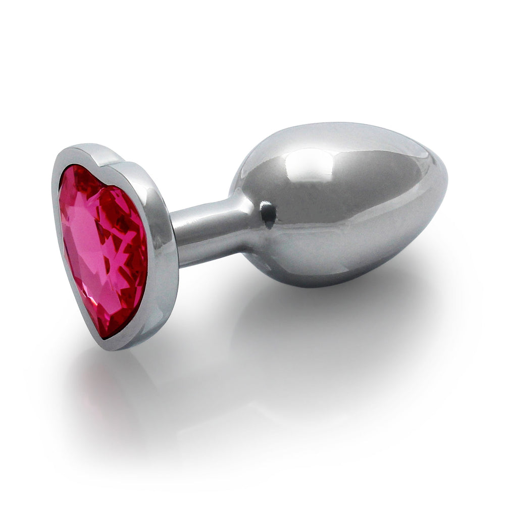 Shots Ouch! Heart Gem Butt Plug Small Silver/Rubellite Pink 2