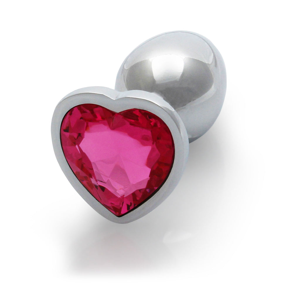 Shots Ouch! Heart Gem Butt Plug Small Silver/Rubellite Pink 4