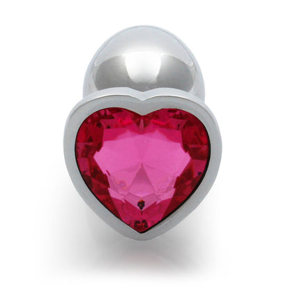 Shots Ouch! Heart Gem Butt Plug Small Silver/Rubellite Pink 5
