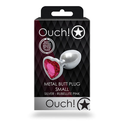 Shots Ouch! Heart Gem Butt Plug Small Silver/Rubellite Pink 7