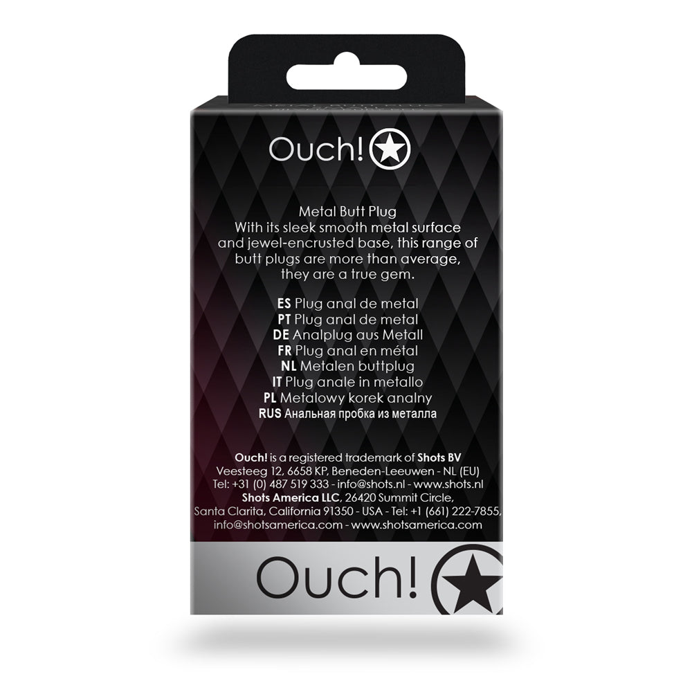 Shots Ouch! Heart Gem Butt Plug Small Silver/Rubellite Pink 8