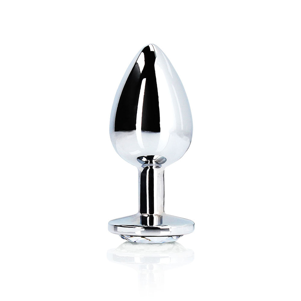 Shots Ouch! Round Gem Butt Plug Large Silver/Diamond 1