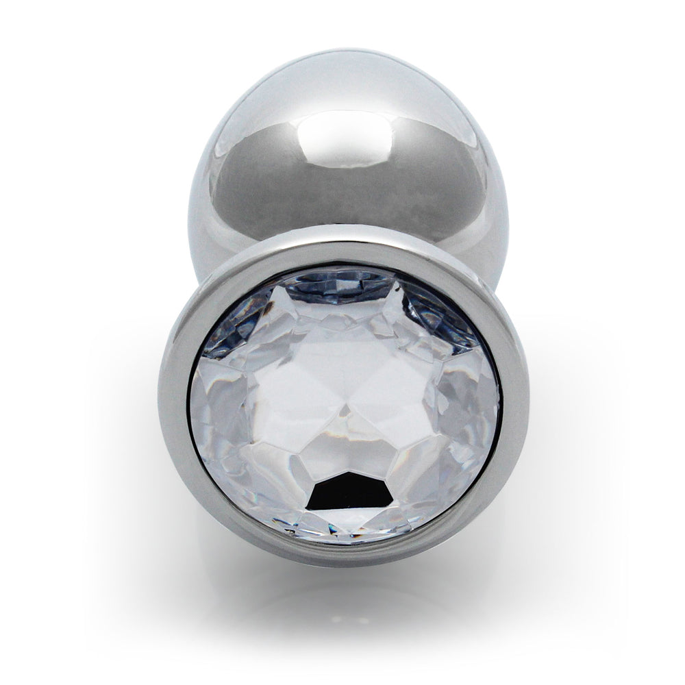 Shots Ouch! Round Gem Butt Plug Large Silver/Diamond 2