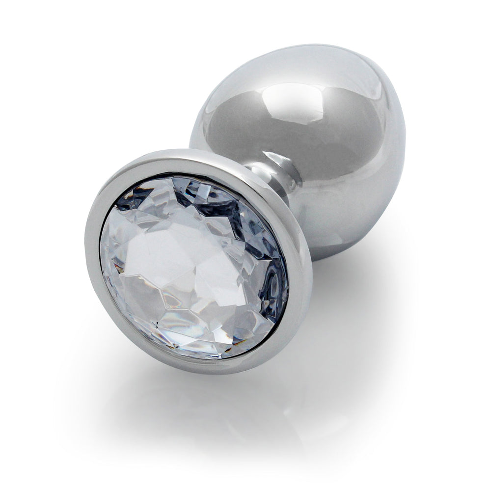 Shots Ouch! Round Gem Butt Plug Large Silver/Diamond 3