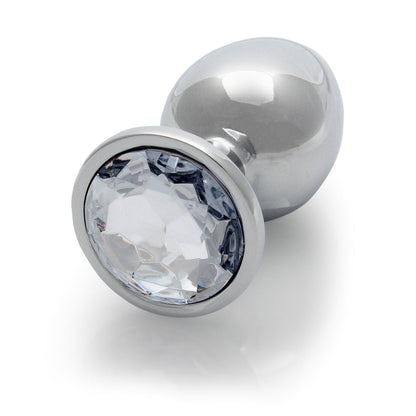 Shots Ouch! Round Gem Butt Plug Large Silver/Diamond 3