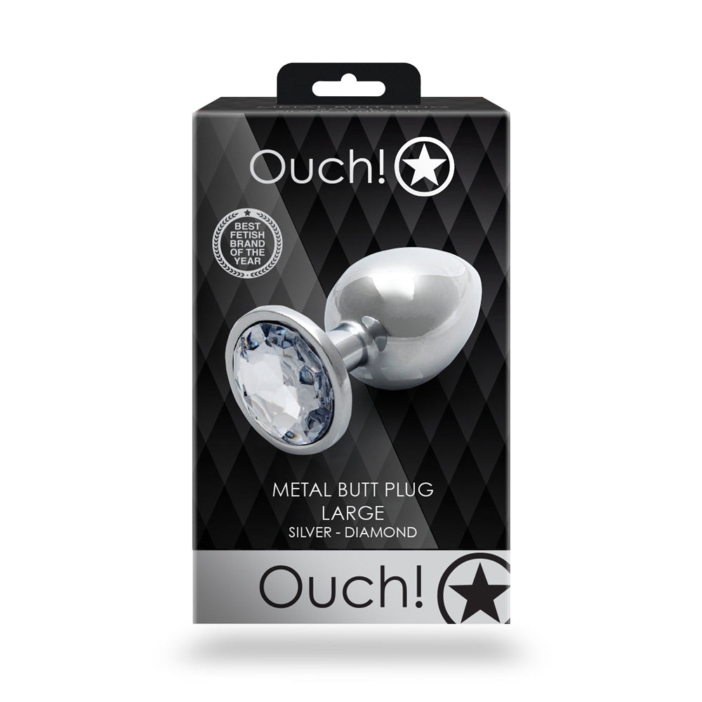 Shots Ouch! Round Gem Butt Plug Large Silver/Diamond 7