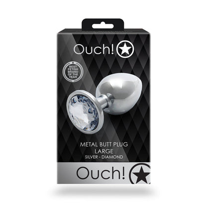 Shots Ouch! Round Gem Butt Plug Large Silver/Diamond 7