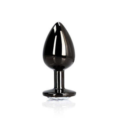 Shots Ouch! Round Gem Butt Plug Medium Gunmetal/Diamond 1