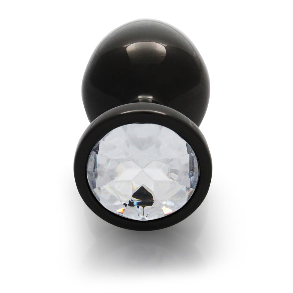 Shots Ouch! Round Gem Butt Plug Medium Gunmetal/Diamond 4